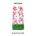 5” x 3” x 11.5” Christmas Cello Treat Bags with Festive Designs