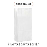 White Grocery Bags 4 1/4'' x 2 3/8'' x 8 3/16''