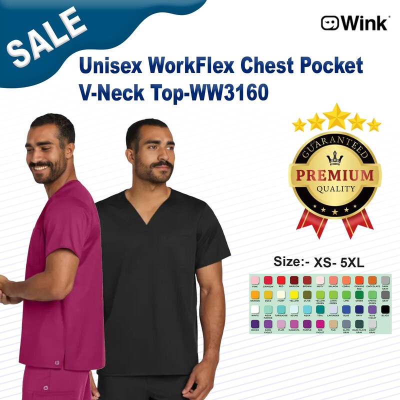 Wink® WorkFlex Chest Pocket V-Neck Top