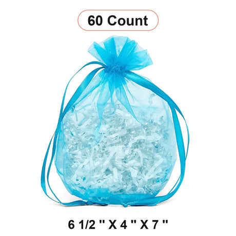 Wide Round Flat Bottom Organza Bags 6 1/2'' x 4'' x 7'' for Special Occasions
