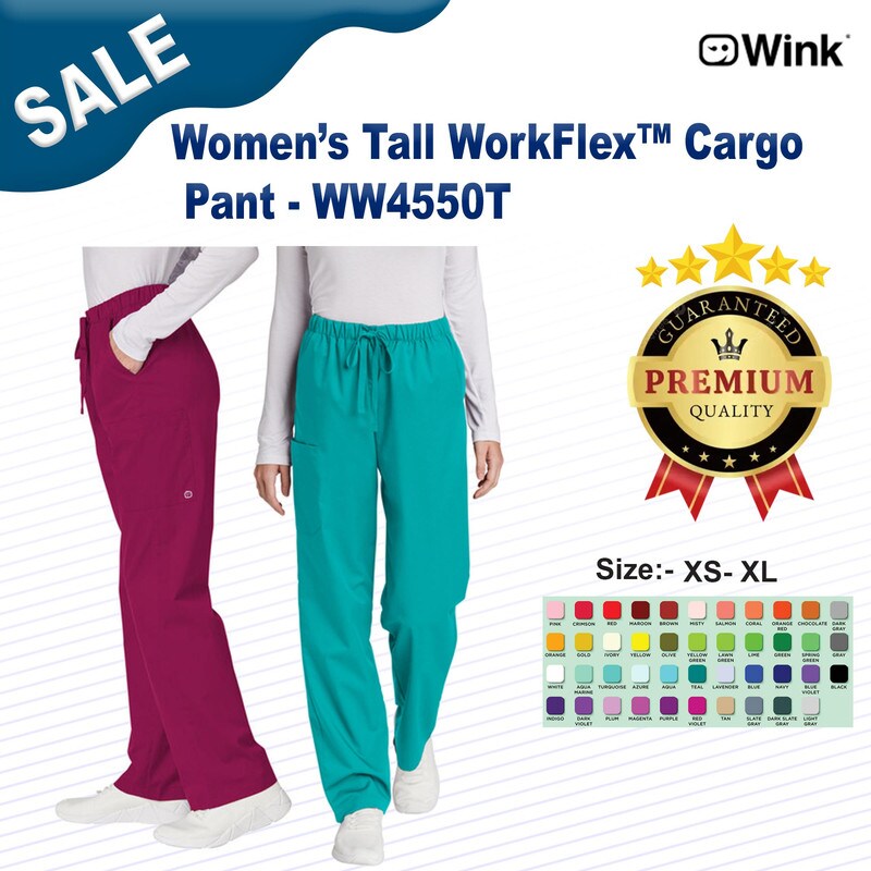 Wink® Women’s Tall WorkFlex Cargo Scrub Pant