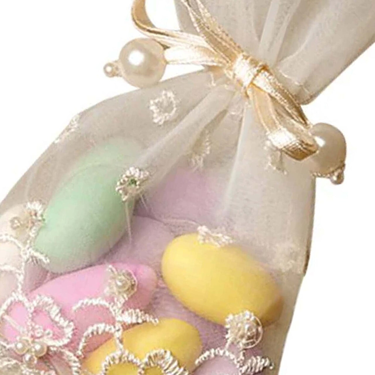 Elegant Embroidered Pearl Organza Bag 3" x 5"