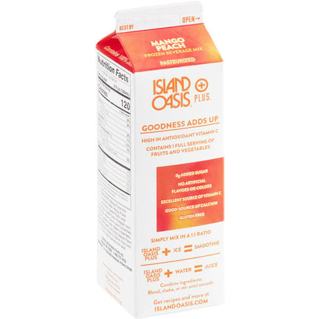 Island Oasis Plus Mango Peach Frozen Beverage Mix 32 fl. oz. - 12/Case