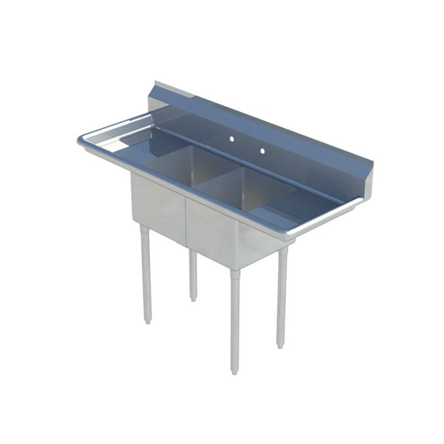 2424-2RL Two Compartment NSF Commercial Sink with Two Drainboards - Bowl Size 24 x 24