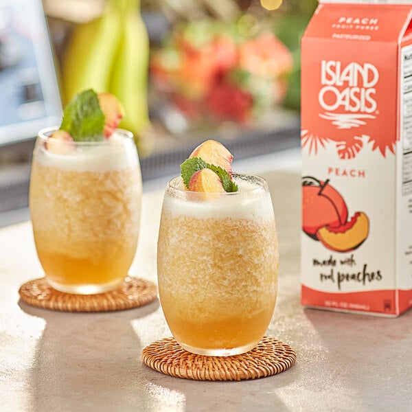 Island Oasis Peach Frozen Beverage Mix 32 fl. oz. - 12/Case