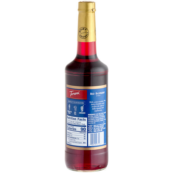 Torani Red Raspberry Flavoring Syrup 750 mL Glass Bottle