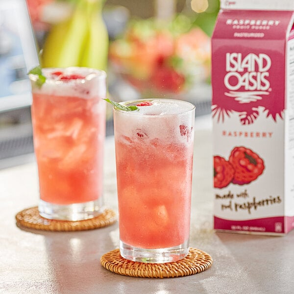 Island Oasis Red Raspberry Frozen Beverage Mix 32 fl. oz. - 12/Case