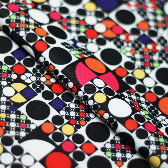 Disco Dots Poly Spandex Fabric - Assorted Colors Polka Dots, 60" Width (1 Yard)