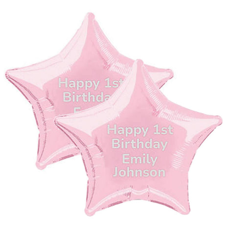 Personalized 18" Light Pink Star-Shaped Mylar Balloon