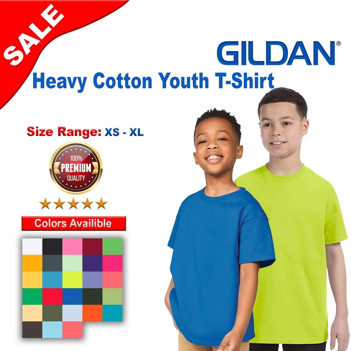 Gildan® Heavy Cotton Youth Crew Neck Short Sleeve T-Shirt