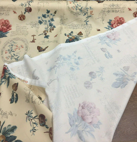 Lydia Irwin Botanical Fruits Cotton Fabric - Beige Multi Botanical Fruits, 54" Width (1 Yard)