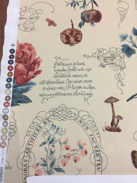 Lydia Irwin Botanical Fruits Cotton Fabric - Beige Multi Botanical Fruits, 54" Width (1 Yard)