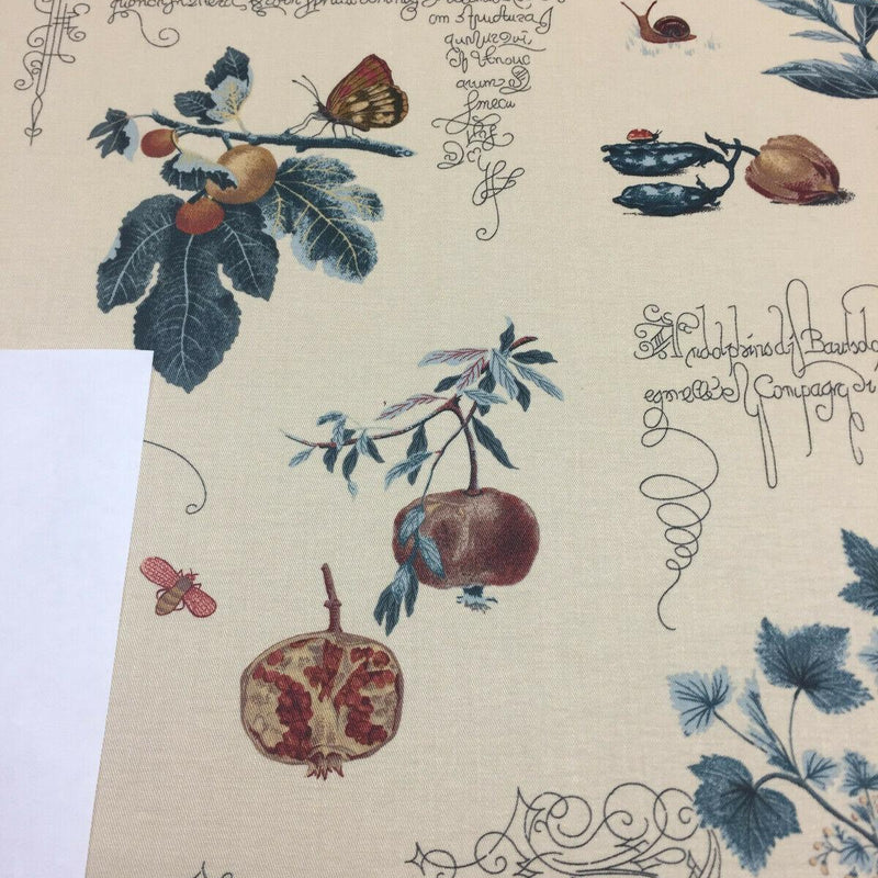 Lydia Irwin Botanical Fruits Cotton Fabric - Beige Multi Botanical Fruits, 54" Width (1 Yard)