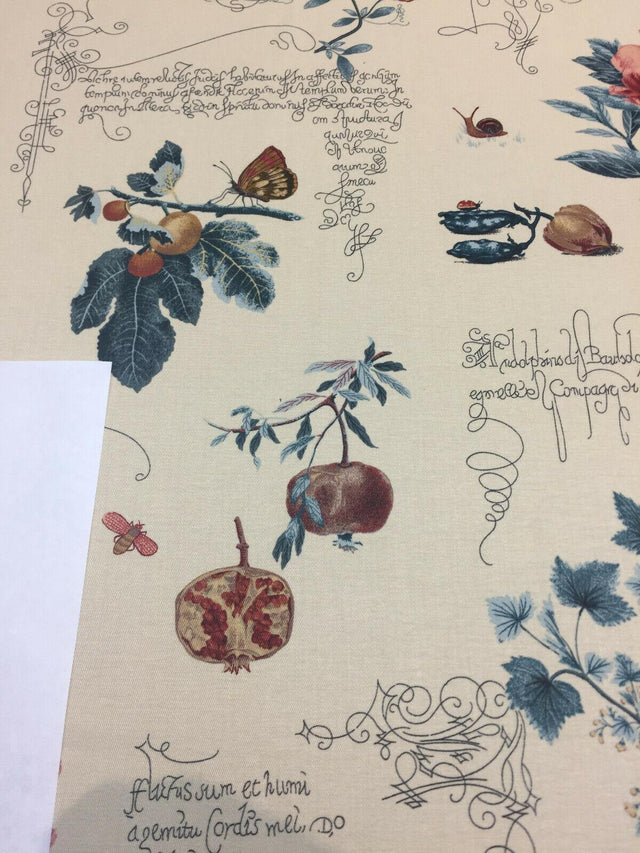 Lydia Irwin Botanical Fruits Cotton Fabric - Beige Multi Botanical Fruits, 54" Width (1 Yard)