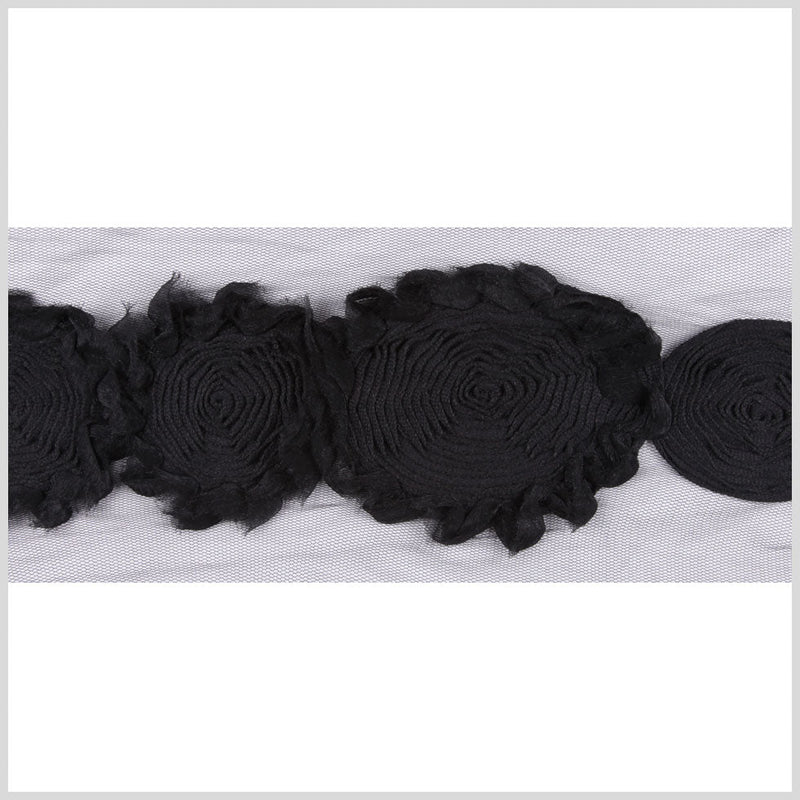4" Black Floral Lace