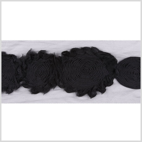 4" Black Floral Lace