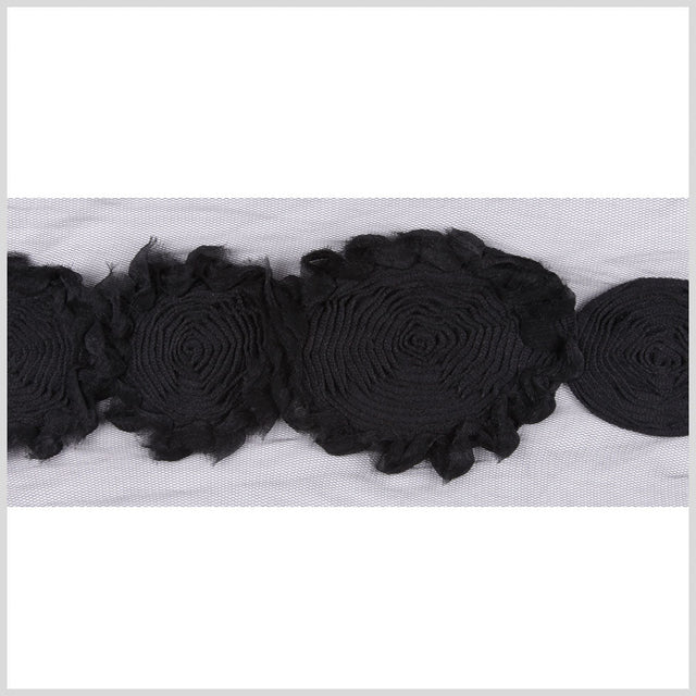 4" Black Floral Lace