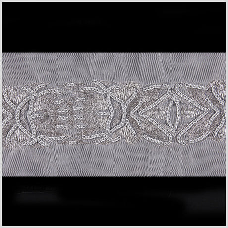 White Metal Chain Bead Trim