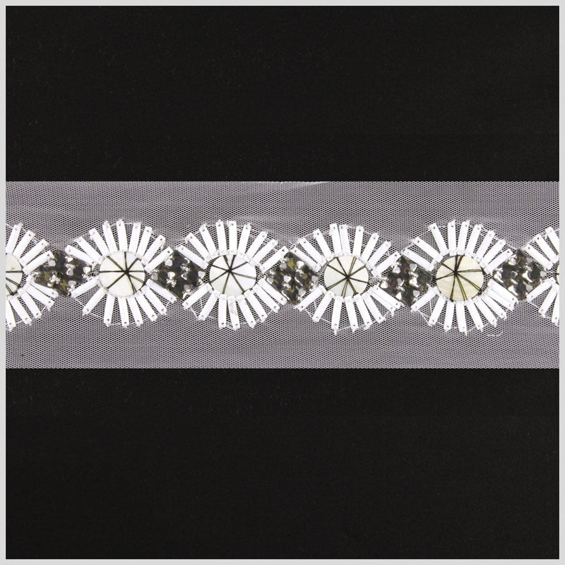 White Fancy Beaded Trim