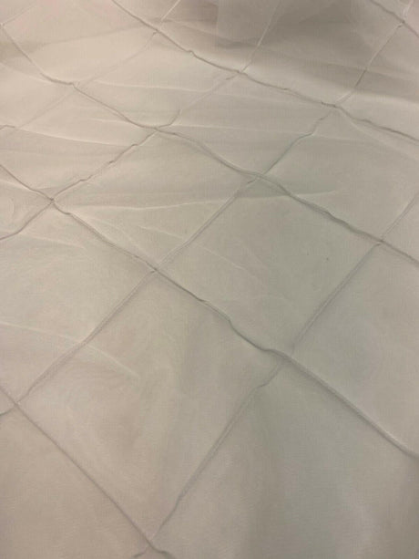 P Kaufmann White Diamond Polyester Sheer Fabric - White Diamond Pattern, 112" Width (1 Yard)