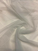 P Kaufmann White Diamond Polyester Sheer Fabric - White Diamond Pattern, 112" Width (1 Yard)