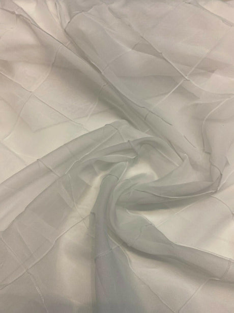 P Kaufmann White Diamond Polyester Sheer Fabric - White Diamond Pattern, 112" Width (1 Yard)