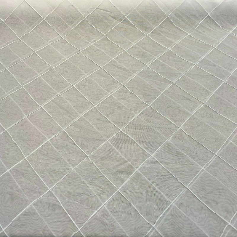 P Kaufmann White Diamond Polyester Sheer Fabric - White Diamond Pattern, 112" Width (1 Yard)