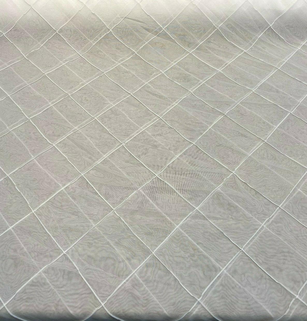P Kaufmann White Diamond Polyester Sheer Fabric - White Diamond Pattern, 112" Width (1 Yard)