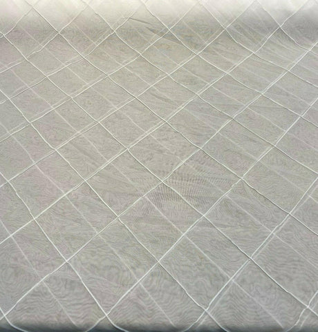 P Kaufmann White Diamond Polyester Sheer Fabric - White Diamond Pattern, 112" Width (1 Yard)