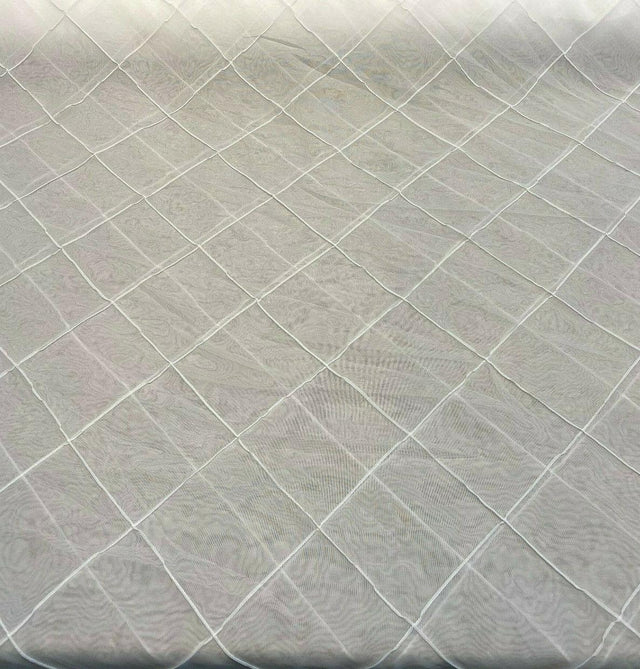 P Kaufmann White Diamond Polyester Sheer Fabric - White Diamond Pattern, 112" Width (1 Yard)