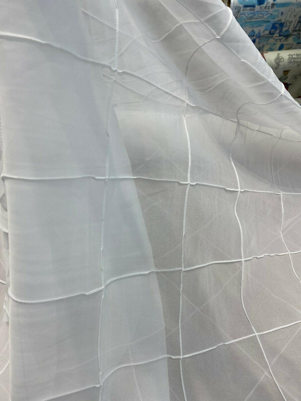 P Kaufmann White Diamond Polyester Sheer Fabric - White Diamond Pattern, 112" Width (1 Yard)