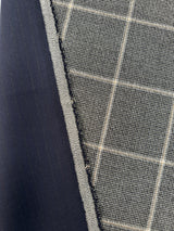 Polyester Viscose Elastane Checked Knit Gray Beige Blue