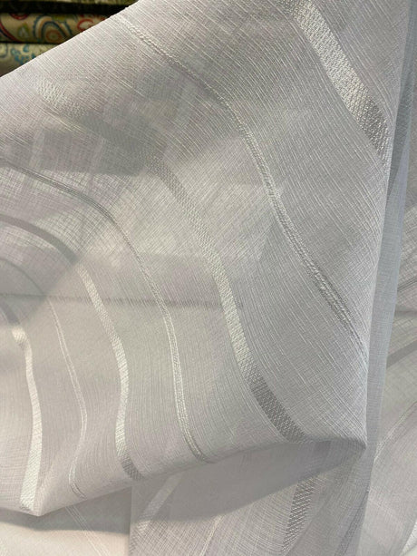 P Kaufmann NFP Iznik White Sand Dollar Polyester Fabric - White Sand Dollar Sheer, 118" Width (By The Yard)