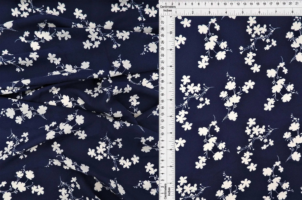 1 Yard Wool Dobby Floral Print Fabric, 58/59? Wide 100% Polyester