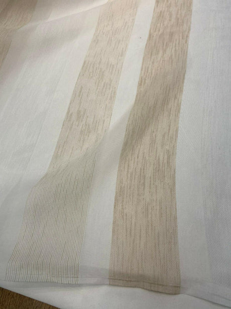 P Kaufmann NFP Banner Sheer Oatmeal Double Width Sheer Polyester Fabric - Beige Off White And Cream Sheer, 118" Width (1 Yard)
