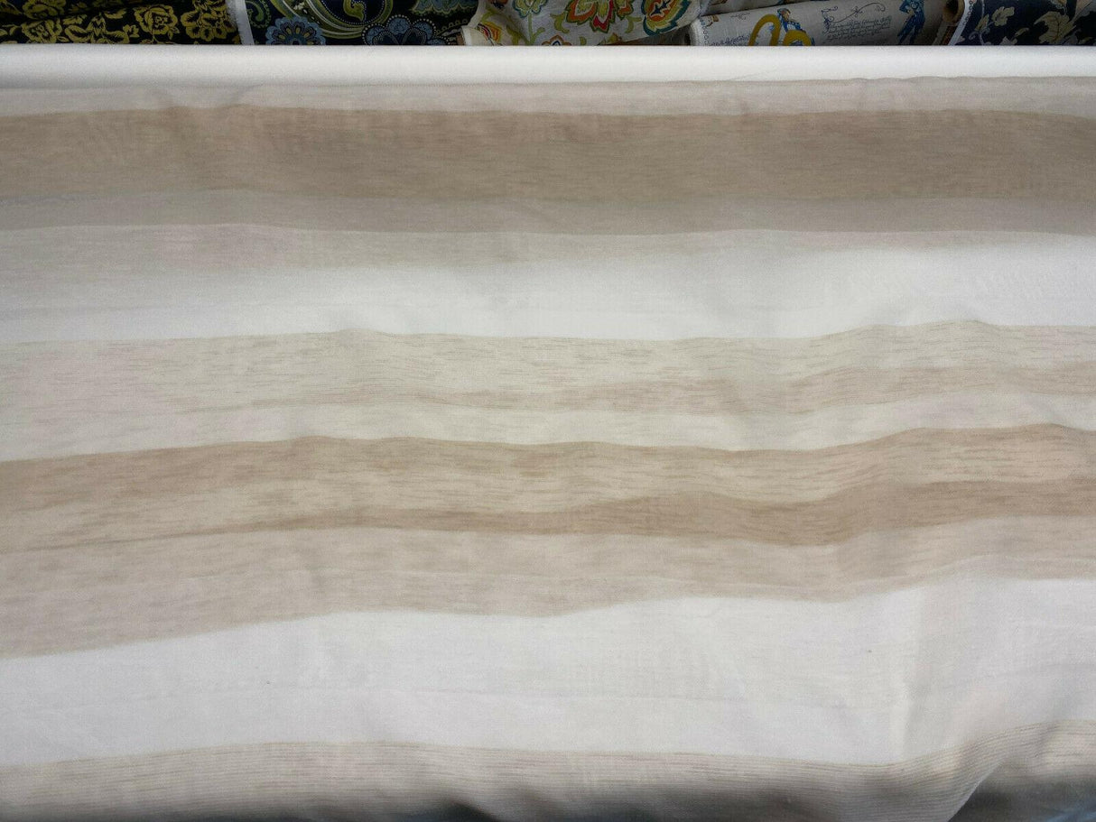 P Kaufmann NFP Banner Sheer Oatmeal Double Width Sheer Polyester Fabric - Beige Off White And Cream Sheer, 118" Width (1 Yard)