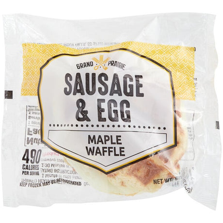 Grand Prairie Sausage and Egg Maple Waffle Sandwich 5.2 oz. - 24/Case