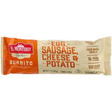 El Monterey Egg, Sausage, Potato, and Cheese Breakfast Burrito 8 oz. - 12/Case