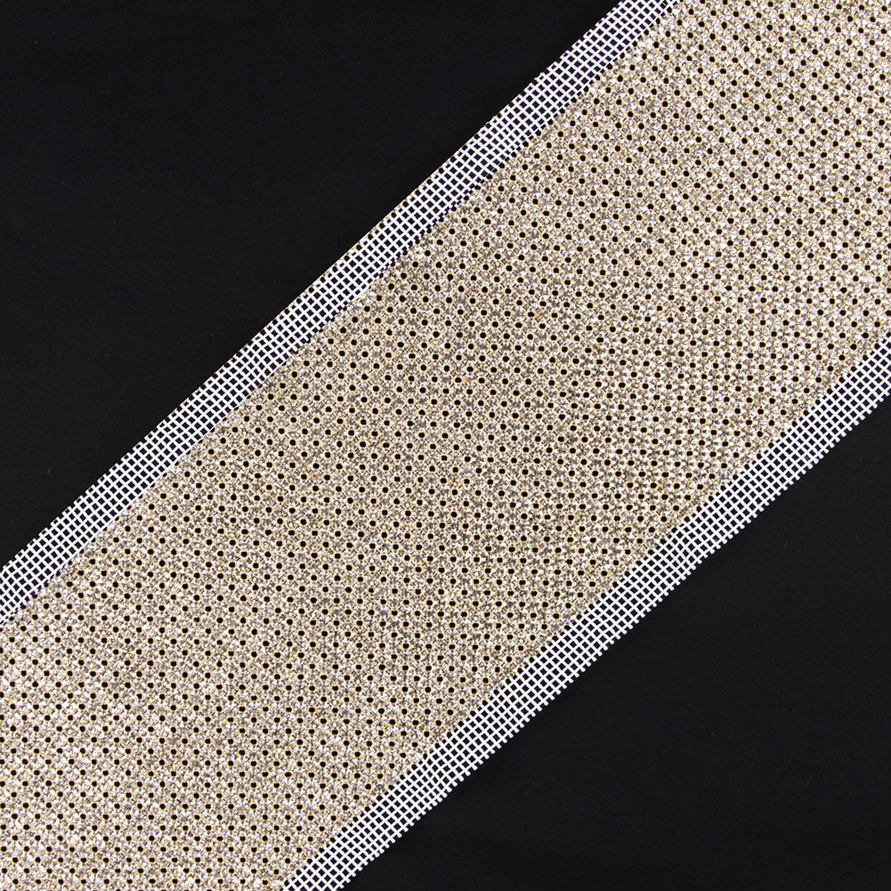 Crystal Gold Plated On White Netting Metal & Czech Rhinestone