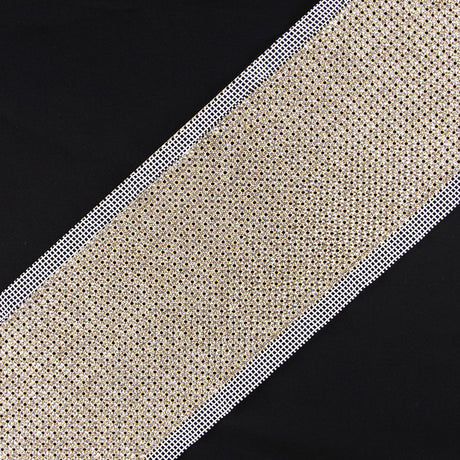 Crystal Gold Plated On White Netting Metal & Czech Rhinestone