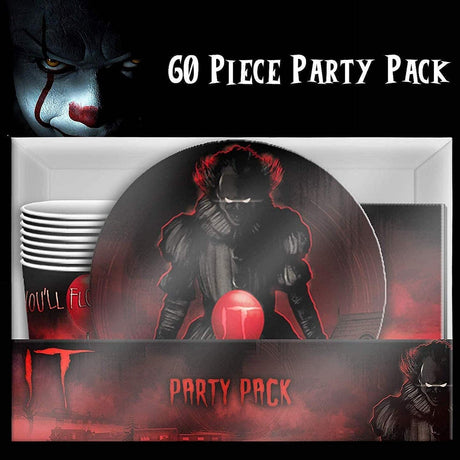 60 Piece IT Pennywise Party Tableware Set Cups Plates Napkins