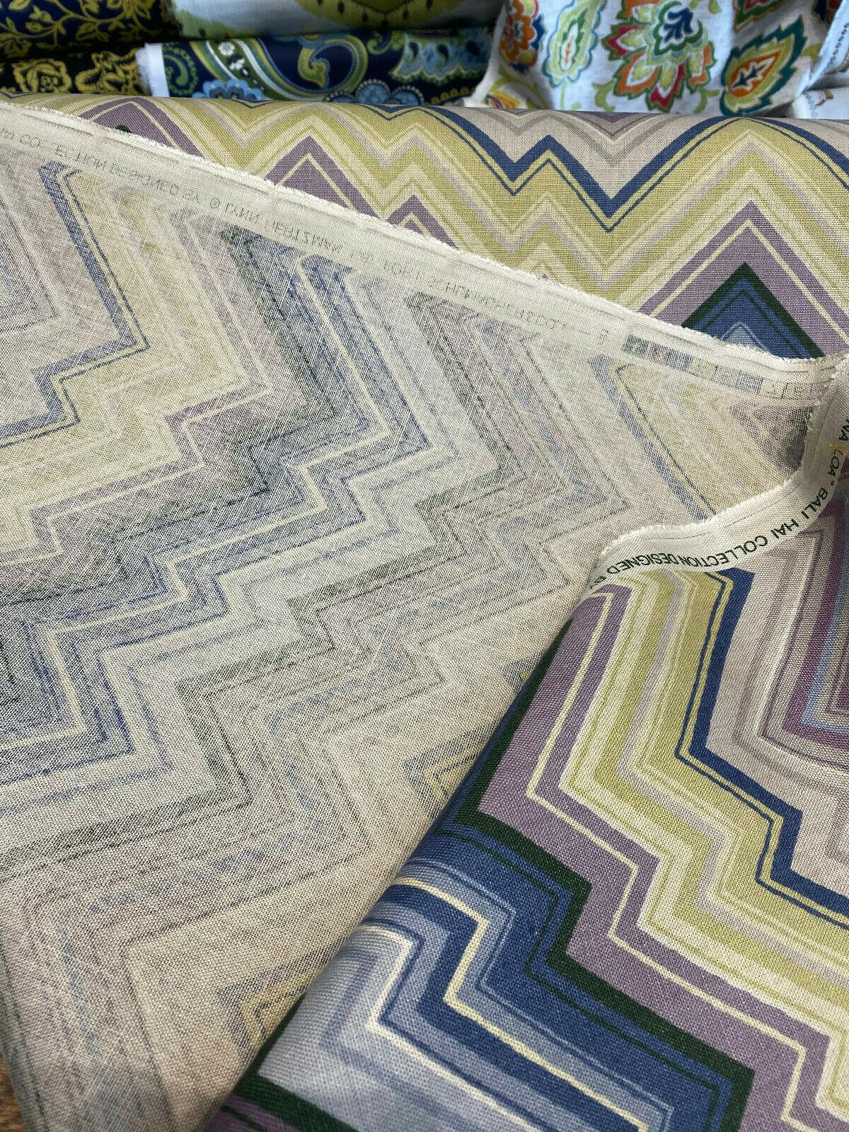 Mauna Loa Bali Hai Lynn Hertzman Schumacher Vintage Chevron Cotton Linen Fabric - Purple, Navy, Citron, Taupe, Charcoal Chevron, 56" Width (1 Yard)