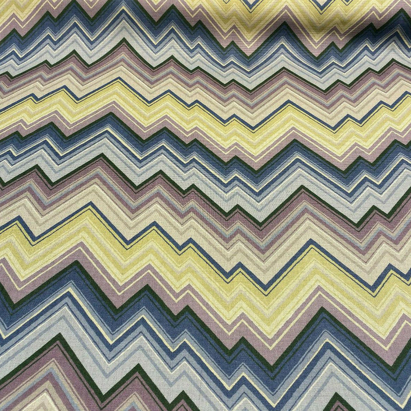 Mauna Loa Bali Hai Lynn Hertzman Schumacher Vintage Chevron Cotton Linen Fabric - Purple, Navy, Citron, Taupe, Charcoal Chevron, 56" Width (1 Yard)