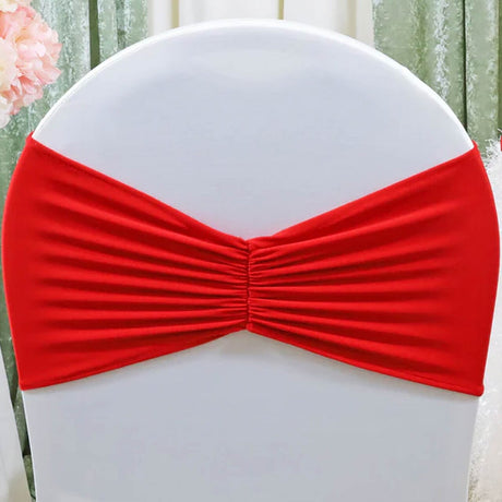 10 Pieces Red Ruffled Spandex Chair Bands for Bold Event Accents 8x13 inches