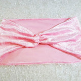 10 Pieces Pink Ruffled Ice Crushed Velvet Chair Bands for Elegant Event Styling 8x13 inches