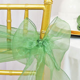 10 Pieces Clover Green Organza Chair Sashes 8"x108" Sheer Chair Decor for Wedding & Event Seating