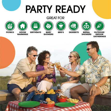 50 Count Emerald Green Paper Plates Elegant Disposable Party Celebrations for 7"
