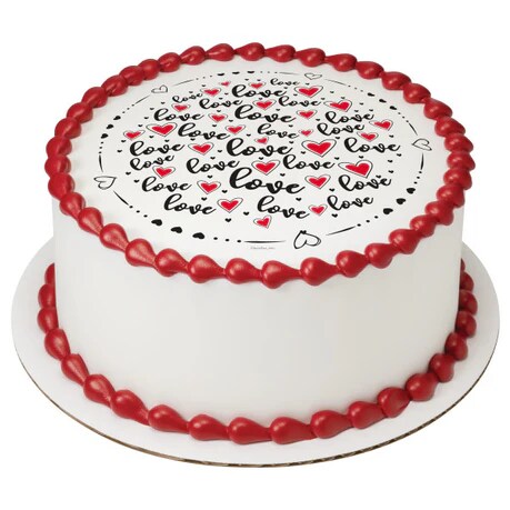 Love Valentines Day Edible Cake, Cupcake or Cookie Image PhotoCake