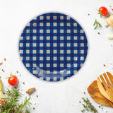 8 Ct. 7.25" Blue Gingham Dessert Plates Round Disposable Paper Plates for Party