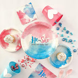8 Ct. Pink & Blue Watercolor Paper Dessert Plates Perfect Gender Reveal Party Plates